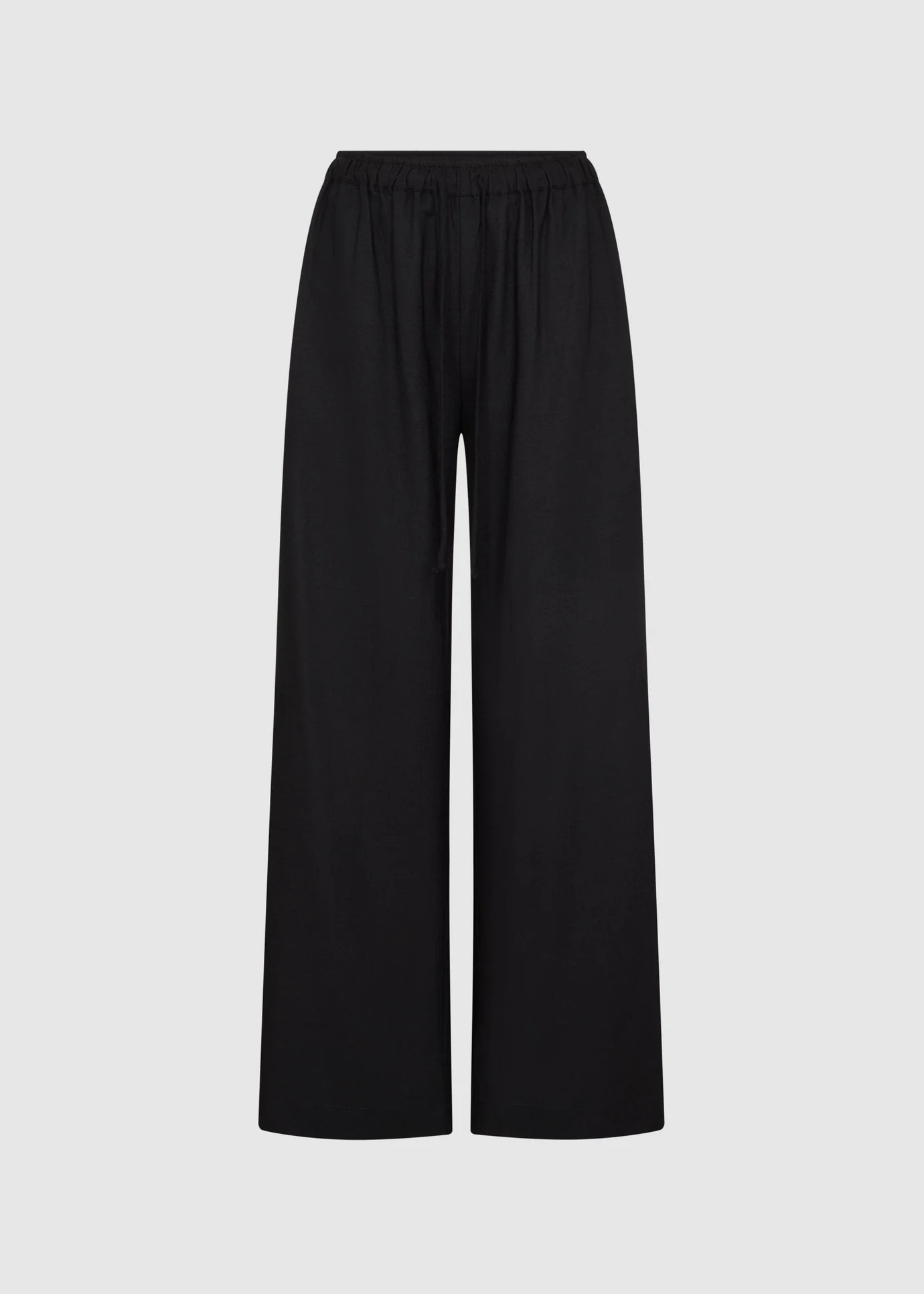 LINEN BLEND WIDE LEG TROUSERS - BLACK | WAT The Brand