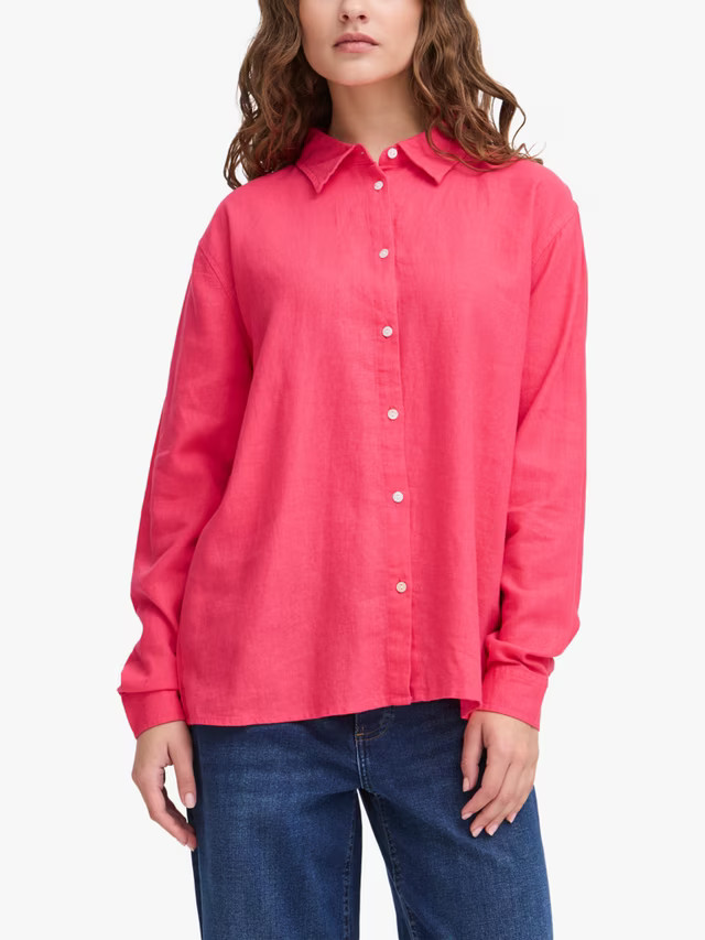 ICHI Linno Linen Rich Long Sleeve Shirt | John Lewis (UK)