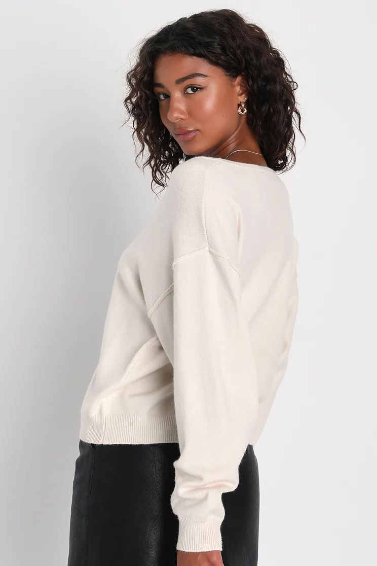 Meant for the Best Ivory V-Neck Pullover Sweater | Lulus (US)