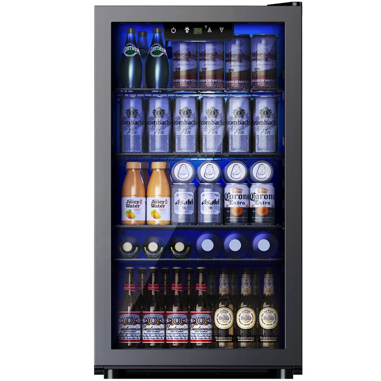 Simzlife 130 Can Beverage Refrigerator with Glass Door for Home, 17.3 in D, 31.3 in H, Black - Wa... | Walmart (US)