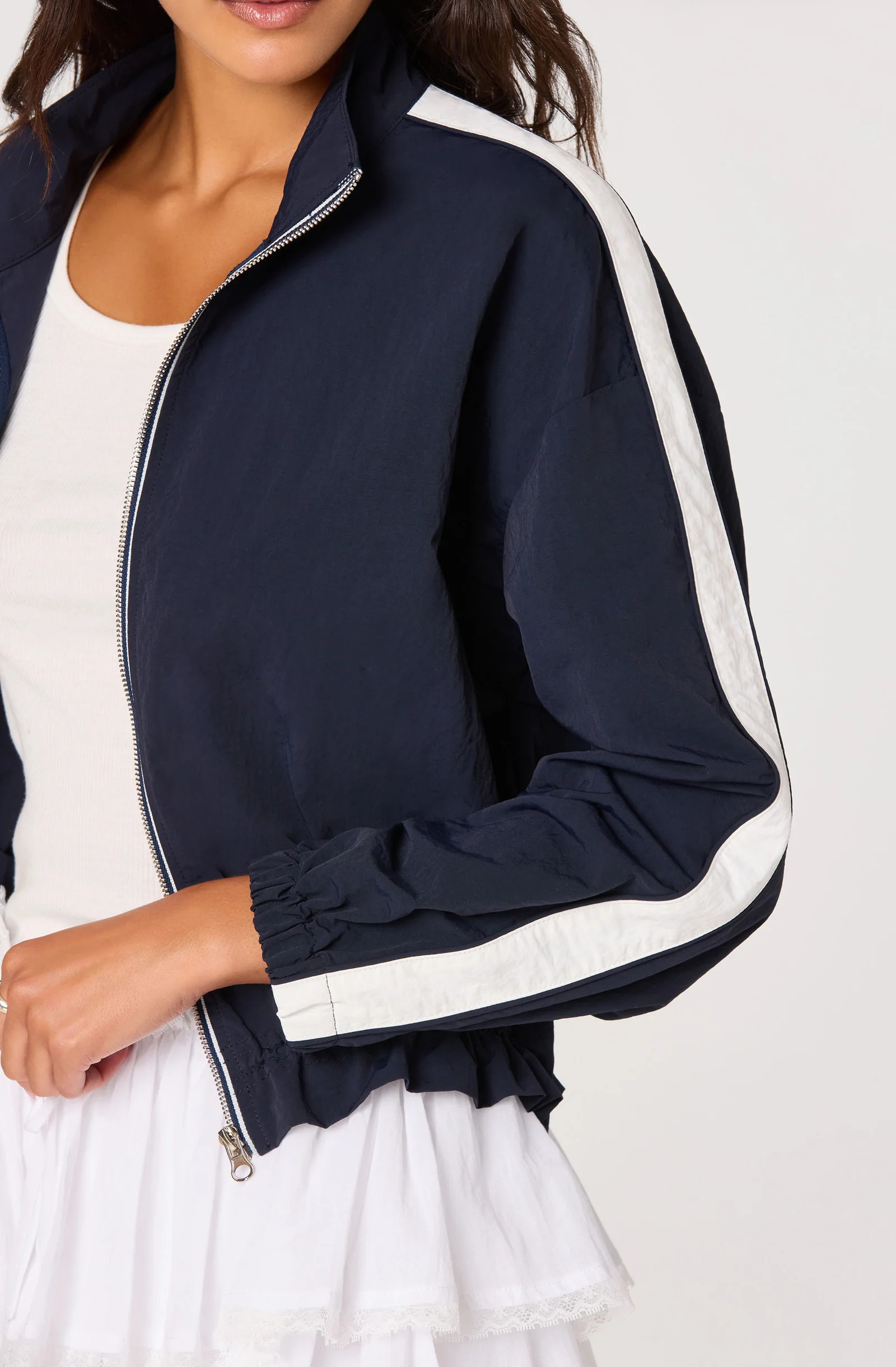 Teo Contrast Stripe Track Jacket - Navy / XS | ASTR The Label (US)