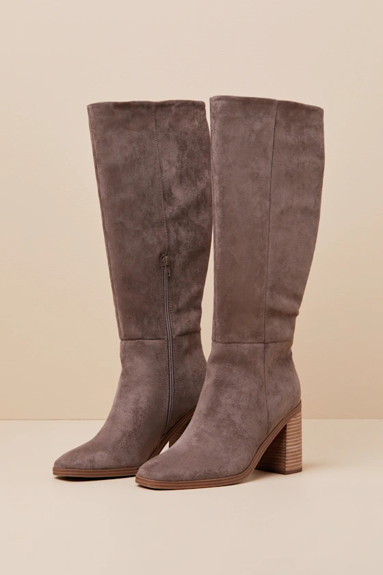 Flapper Mushroom Taupe Suede Knee-High Boots | Lulus
