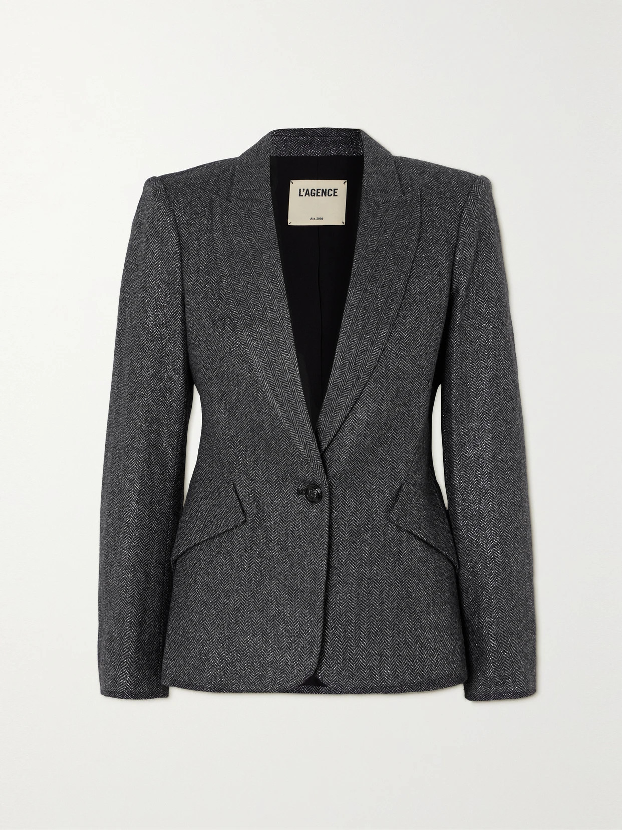 L'AGENCE - Chamberlain Metallic Herringbone Wool-blend Blazer - Gray - US6 | NET-A-PORTER APAC