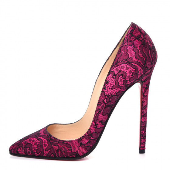 CHRISTIAN LOUBOUTIN Lace Pigalle Follies 120 Pumps 37 Fuchsia | Fashionphile