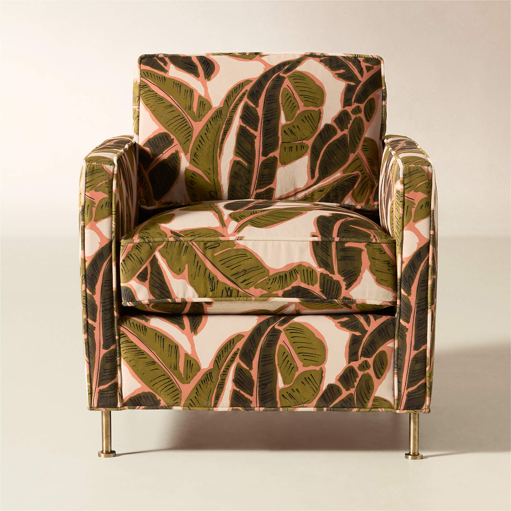 Brett Palm Print Velvet Accent Chair + Reviews | CB2 | CB2