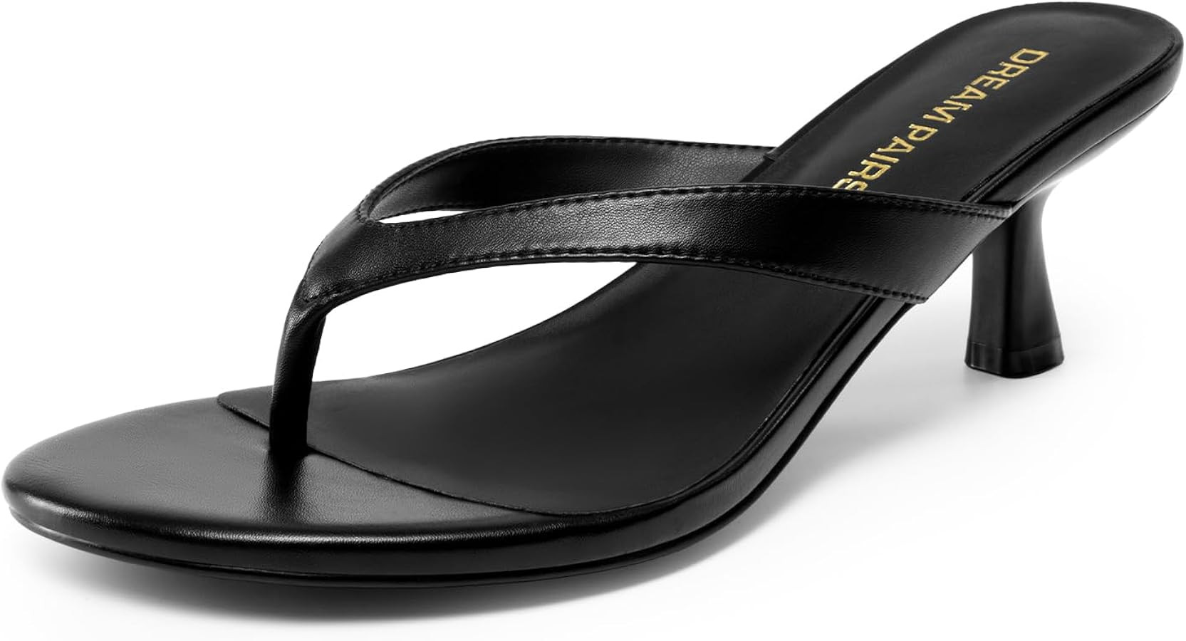 DREAM PAIRS Women’s Kitten Heel Flip Flops, Low Heel Dress Sandals with Thong Strap, Elegant Sl... | Amazon (US)