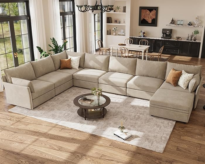 ABCASA 167.5" Oversized Modular Sectional Sofa, U Shaped Convertible Couch with Movable Ottoman, ... | Amazon (US)