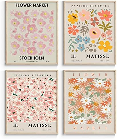InSimSea Flower Market Poster Wall Art Prints Set - Danish Pastel Aesthetic Room Decor Posters, V... | Amazon (US)
