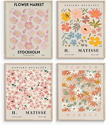 InSimSea Flower Market Poster Wall Art Prints Set - Danish Pastel Aesthetic Room Decor Posters, V... | Amazon (US)