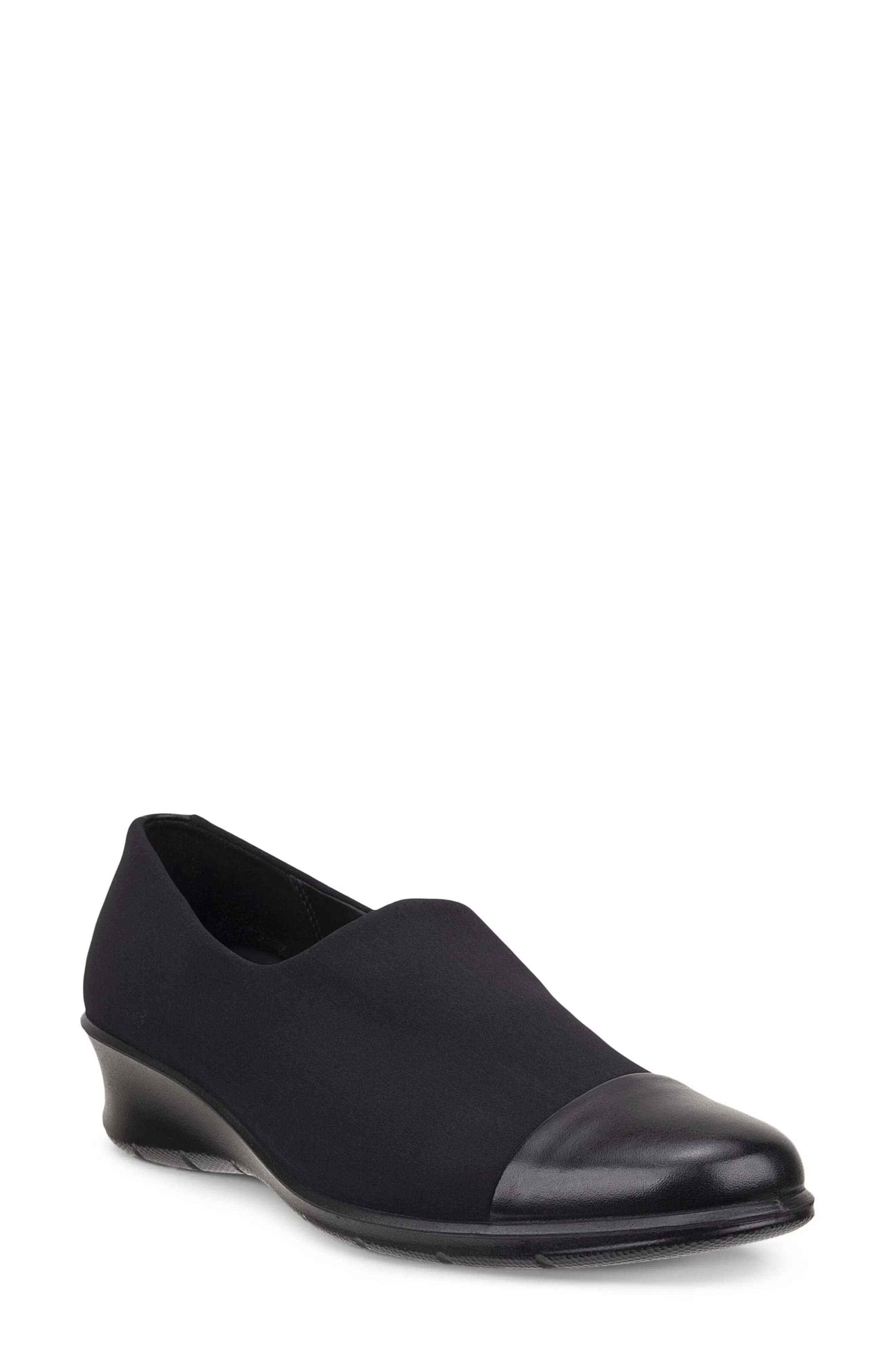 ECCO Felicia Cap Toe Loafer in Black/Black at Nordstrom, Size 7-7.5Us | Nordstrom