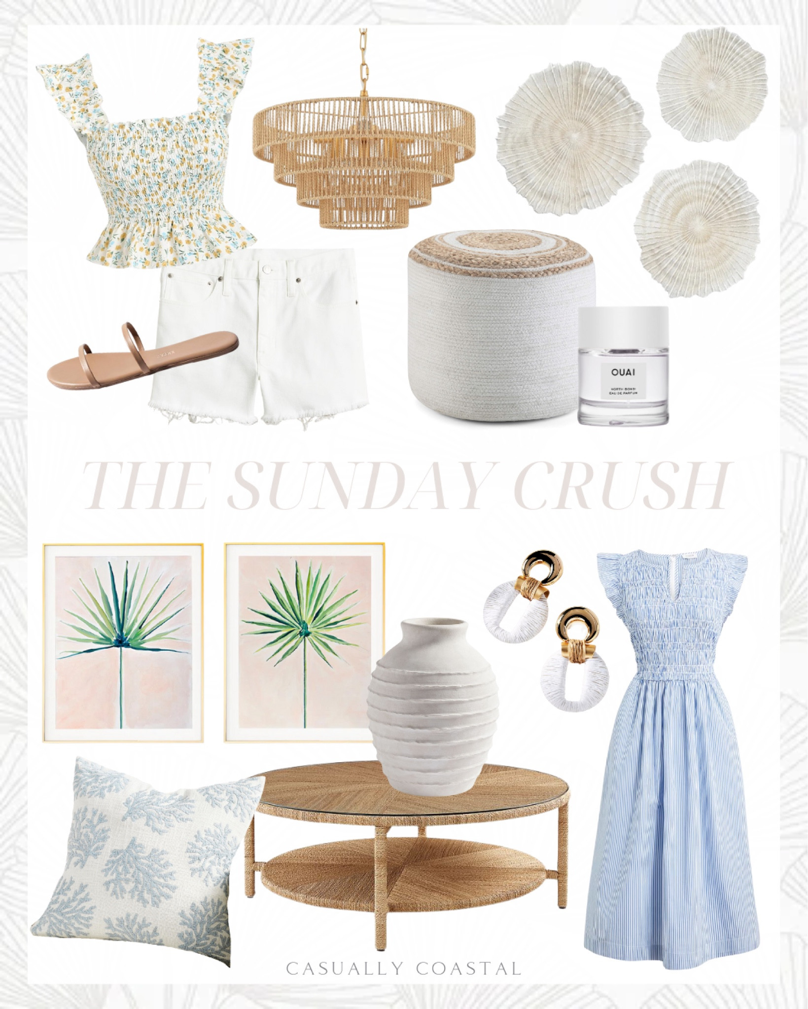 The Sunday Crush! Several pieces currently on sale including the white denim shorts, vase and ottoman! 

Coastal home decor, neutral home, coastal style, summer dress, coastal dress, coastal coffee table, living room furniture, coastal sandals, coastal artwork, coastal wall art, summer tank top, coastal chandelier, Amazon chandelier, coastal pillows, beach home decor, beach house style, white vase, statement earrings, Anthropologie drop earrings, terracotta vase, rattan pendant light, Amazon coastal lighting, Amazon pouf, round pouf, coastal pouf, floral wall art, round coffee table, oval coffee table, pottery barn pillows, coastal embroidered pillows, Amazon sandals, square neck floral peplum blouse, smocked blouse, Amazon blouse, ouai perfume, Amazon perfume, relaxed denim shorts, ocean wall decor, palm art, smocked flutter-sleeve midi dress, resort wear, 

#LTKSaleAlert #LTKFindsUnder100 #LTKHome