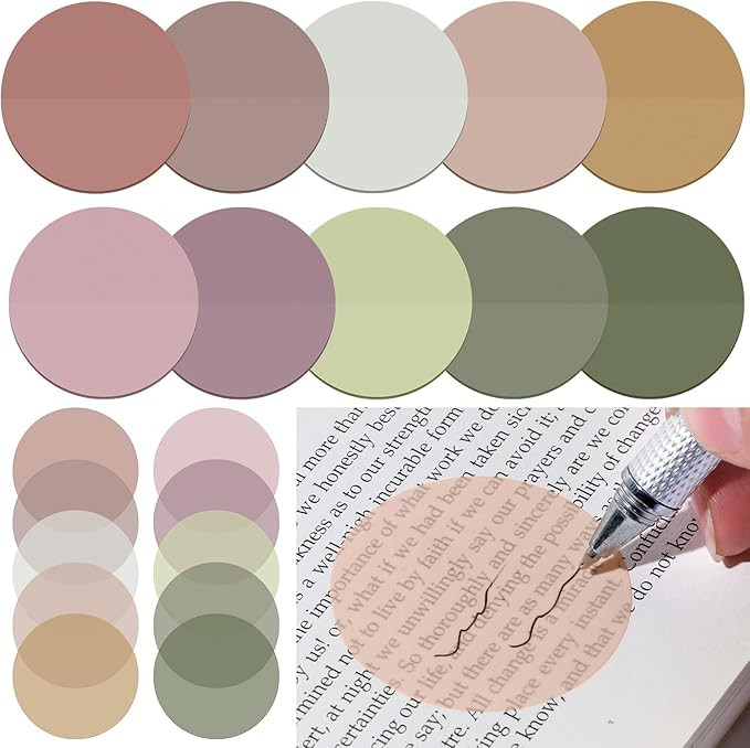 500 Sheets Transparent Sticky Notes Round Translucent Sticky Notes Sticky Tabs Colorful Page Flag... | Amazon (US)