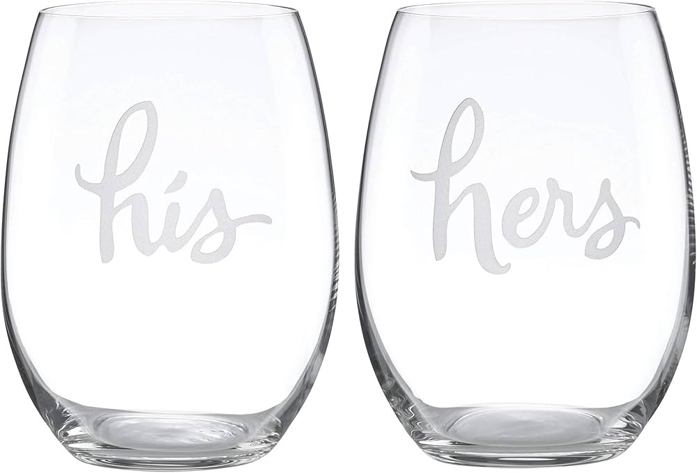Kate Spade New York Two Of A Kind Stemless His and Hers Wine Glass Pair - Clear | Amazon (US)