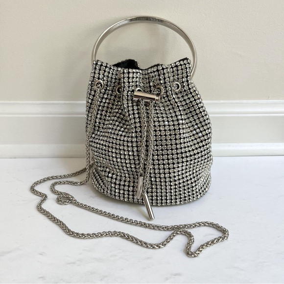 [3am forever] crystal rhinestone embellished bucket bracelet mini bag silver | Poshmark