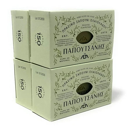 Papoutsanis Pure Greek Olive Oil Soap Of Bars 8.8 oz Pack Of 4 (250g) | Walmart (US)