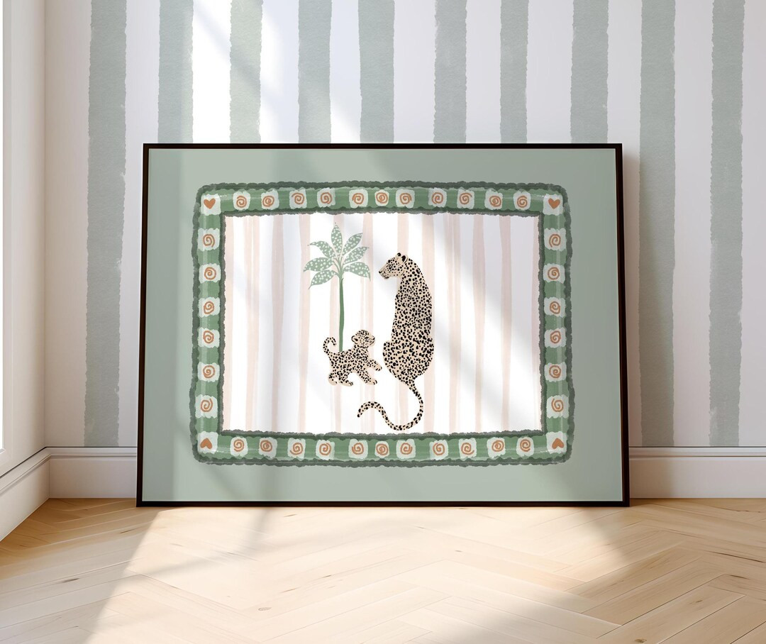 Leopard Jungle Nursery Wall Art, Contemporary Print, Tropical Safari Nursery, Animal Wall Decor, ... | Etsy (US)