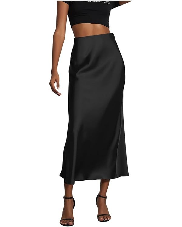 SOLY HUX Satin Skirts Midi Skirt | Amazon (US)
