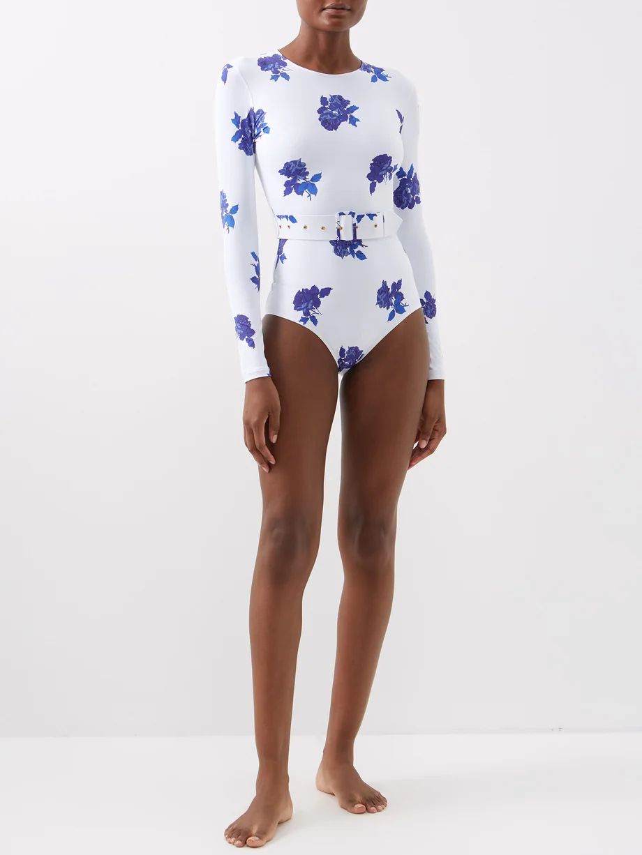 Noor floral-print long-sleeved swimsuit | Emilia Wickstead | Matches (US)