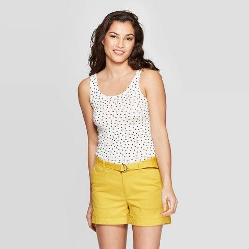 Women's Polka Dot Scoop Neck Any Day Tank Top - A New Day™ Black/White | Target