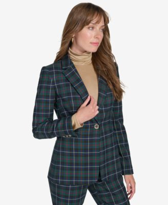 Tommy Hilfiger Women's Slim Fit Checked Blazer - Macy's | Macy's