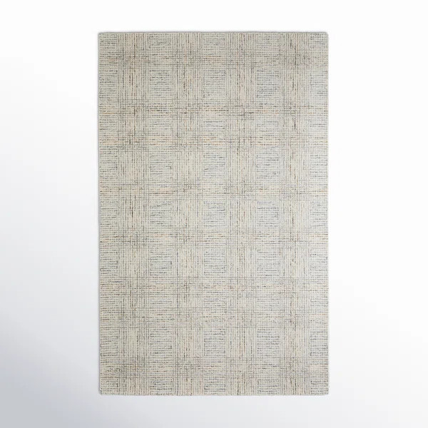 Armando Plaid Hand Tufted Wool/Cotton Gray/Ivory Area Rug | Wayfair North America