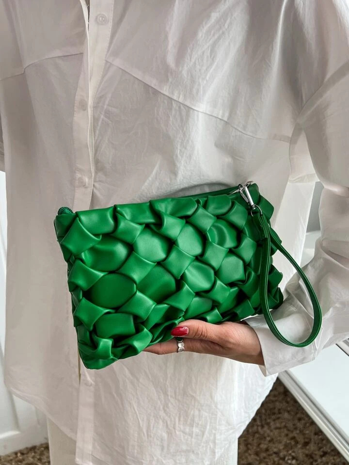 Weave Detail Ruched Bag With Wristlet | SHEIN