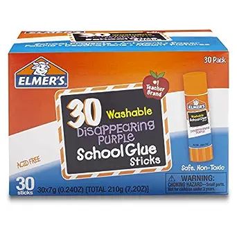 Elmer's Disappearing Purple School Glue Sticks, Washable, 7 Grams, 30 Count | Amazon (US)