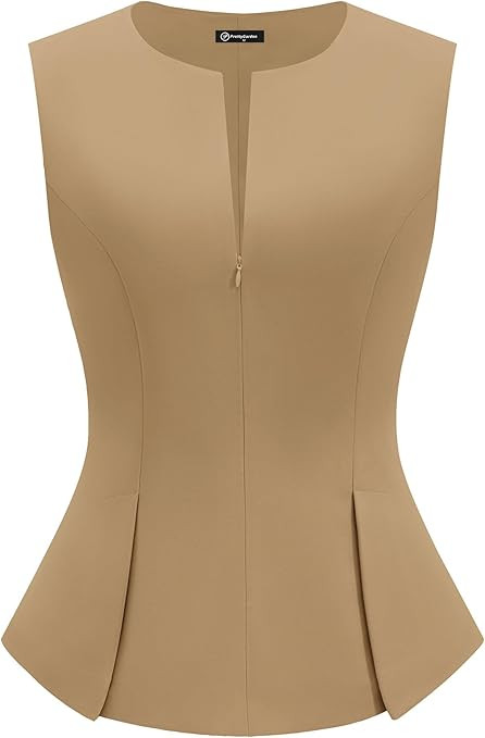 PRETTYGARDEN Women's 2026 Summer Vest Tops Business Casual Going Out Outfits Sleeveless Zip Up Dr... | Amazon (US)
