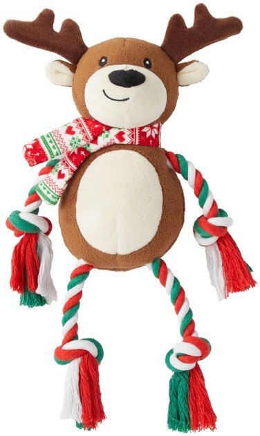 Frisco Holiday Reindeer Plush with Rope Squeaky Dog Toy | Chewy.com