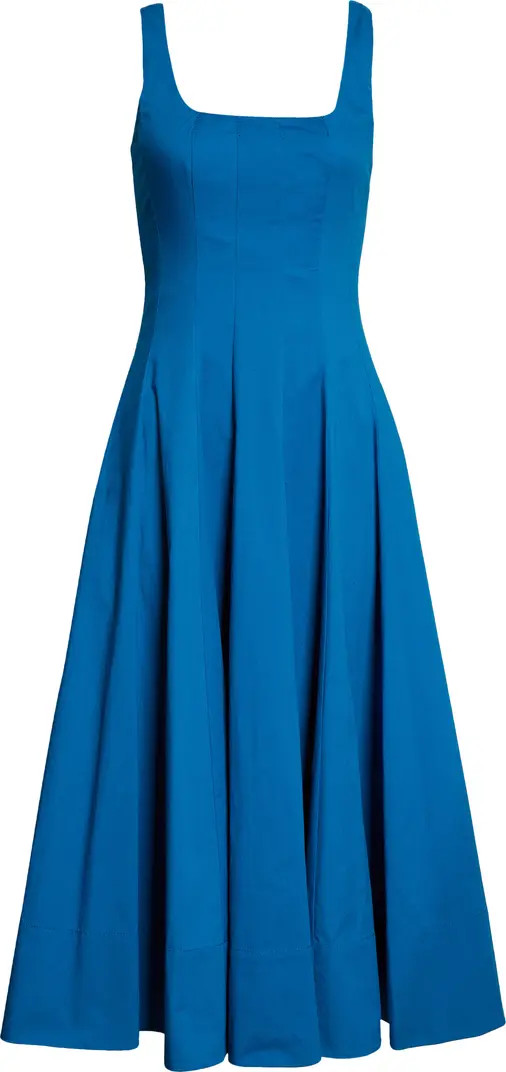 Wells Stretch Cotton Poplin Midi Fit & Flare Dress | Nordstrom