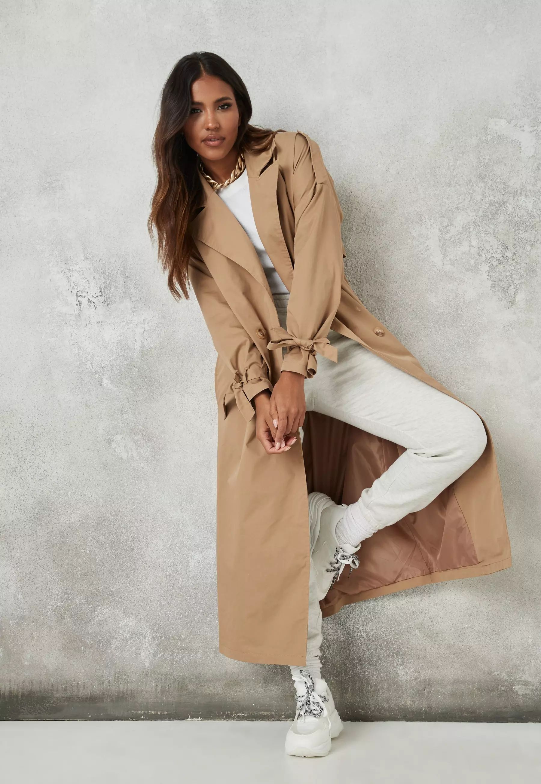 Missguided - Camel Oversized Trench Coat | Missguided (UK & IE)