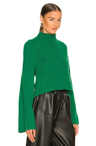 L'Academie Isolde Mock Neck Sweater in Green from Revolve.com | Revolve Clothing (Global)