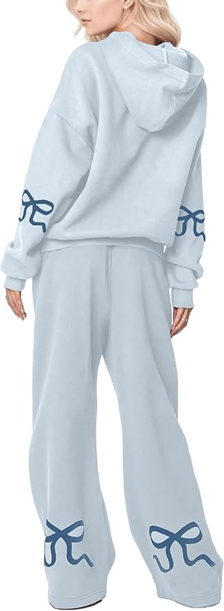 Ythomm Womens 2 Piece Outfits Lounge Bow Graphic Oversized Hoodies Sets Baggy Wide Leg Sweatpants... | Amazon (US)