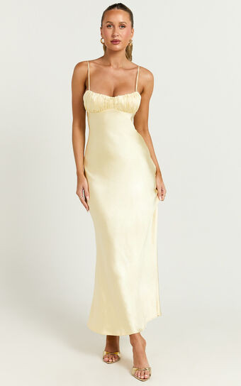 Jonalyn Midi Dress - Open Back Detailing Slip Dress in Butter | Showpo (US, UK & Europe)