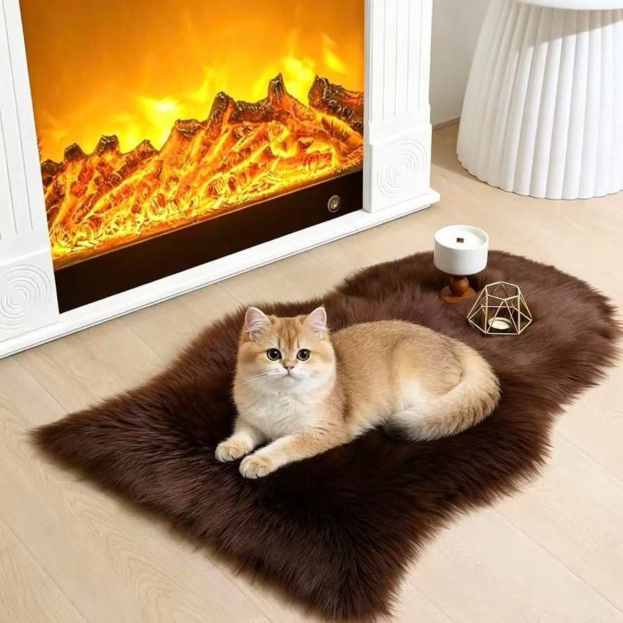 Faux Fur Rug 2 x 3 ft Sheepskin Shaggy Fuzzy Coffee Area Rug Super Soft Fluffy Plush Carpet for B... | Amazon (US)