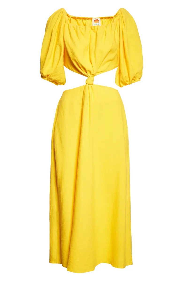 FARM Rio Off-the-Shoulder Cutout Detail Linen Blend Dress | Nordstrom | Nordstrom