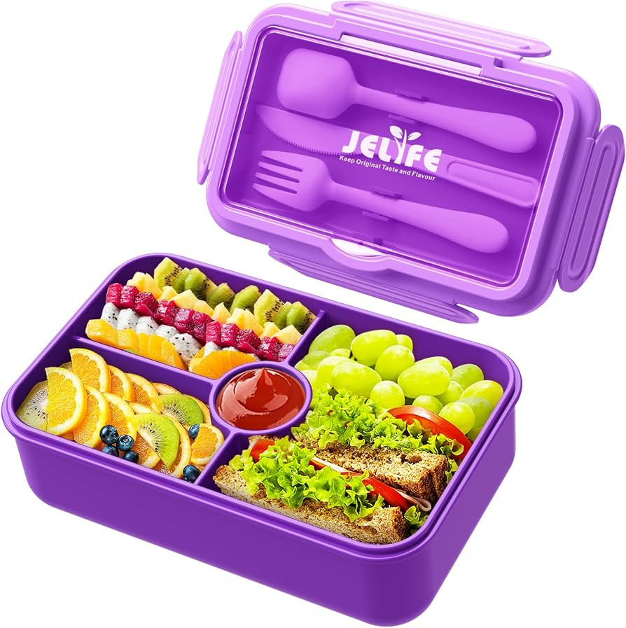 Lunch Box Kids Bento Box - Large Bento-Style Leakproof 4 Compartments Kids Lunchbox Food Containe... | Amazon (US)