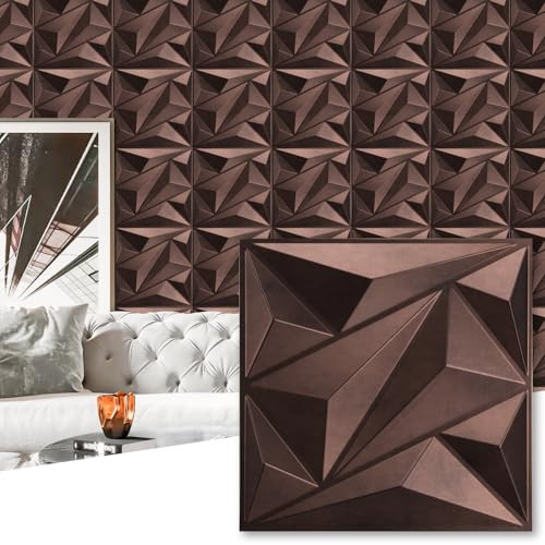 Art3dwallpanels Antique Copper 33 Pack 3D Wall Panels for Interior Decor, PVC Textured Wall Panels 12''x12'' Cover 32.Sq.Ft.Antique Copper | Amazon (US)