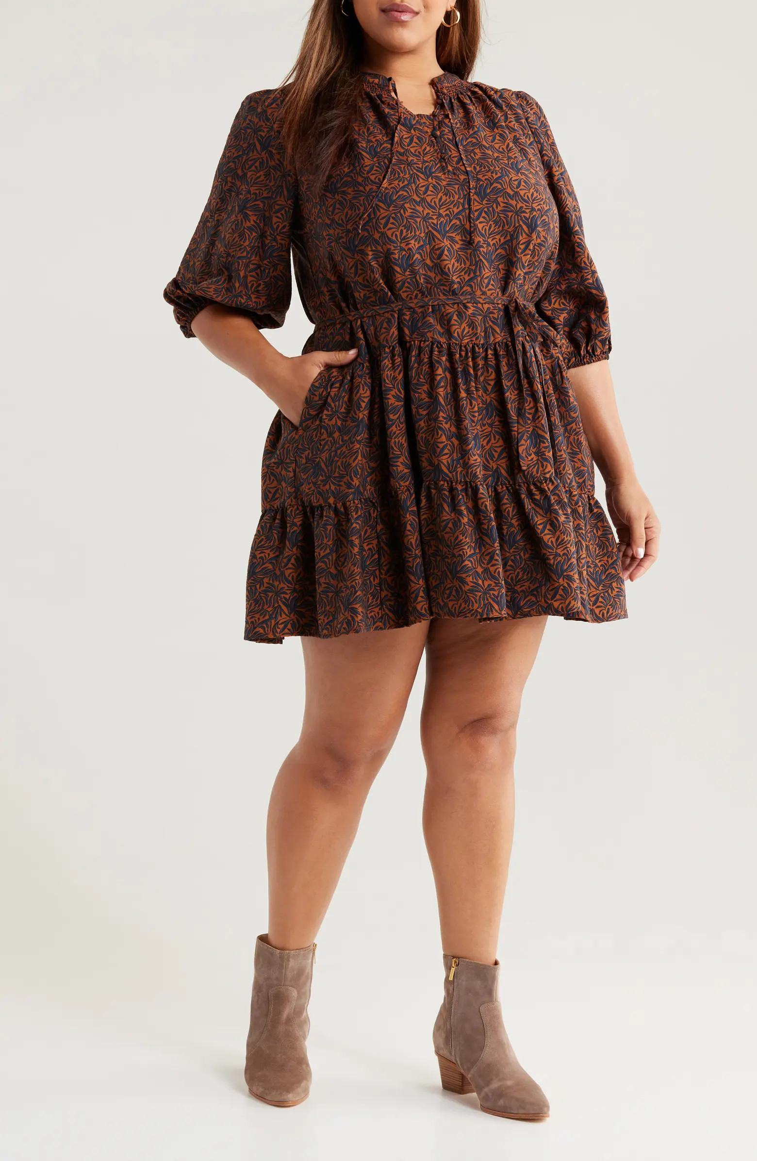 Caslon® Tie Neck Tiered Dress | Nordstrom | Nordstrom