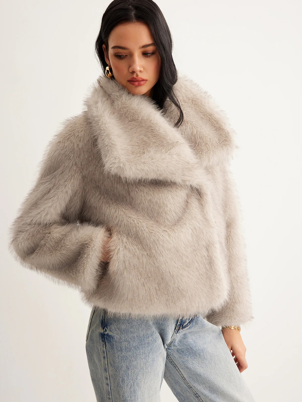 Faux Fur Button Wool Coat | Commense