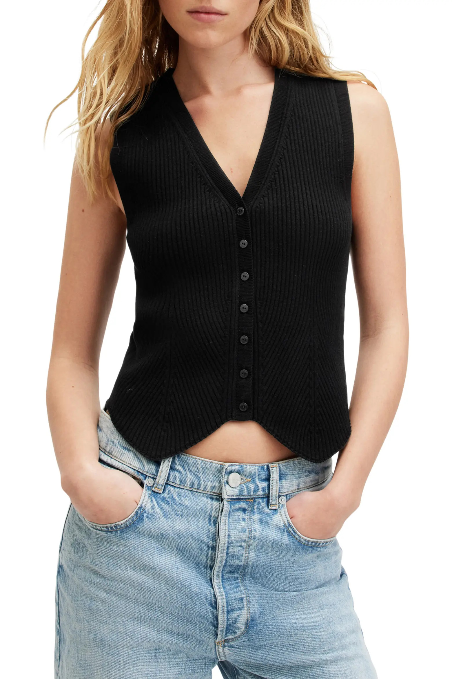 AllSaints Cruz Rib Vest (Women) | Nordstrom | Nordstrom