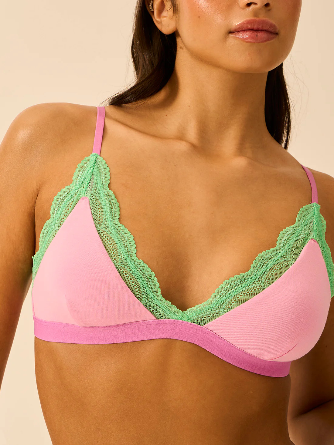 Light Lace Triangle Bra - Candy Floss Brights | Sustainable TENCEL™ | Stripe and Stare