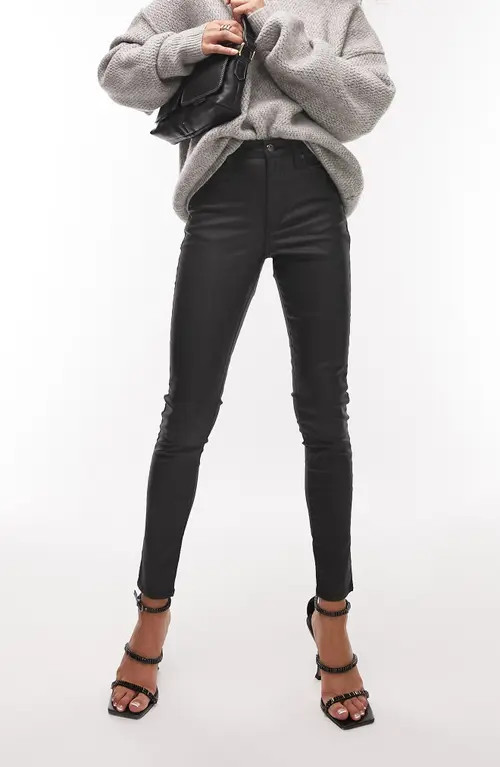Topshop Jamie Coated Skinny Jeans in Black at Nordstrom, Size 33 X 30 | Nordstrom