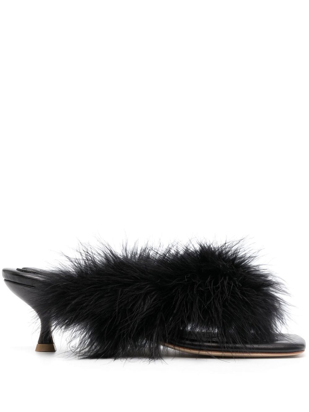 Sleeper feathered slip-on sandals - Black | Farfetch Global