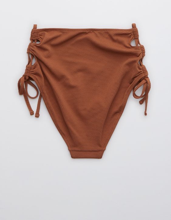 Aerie Pique Lace Up High Waisted Bikini Bottom | American Eagle Outfitters (US & CA)