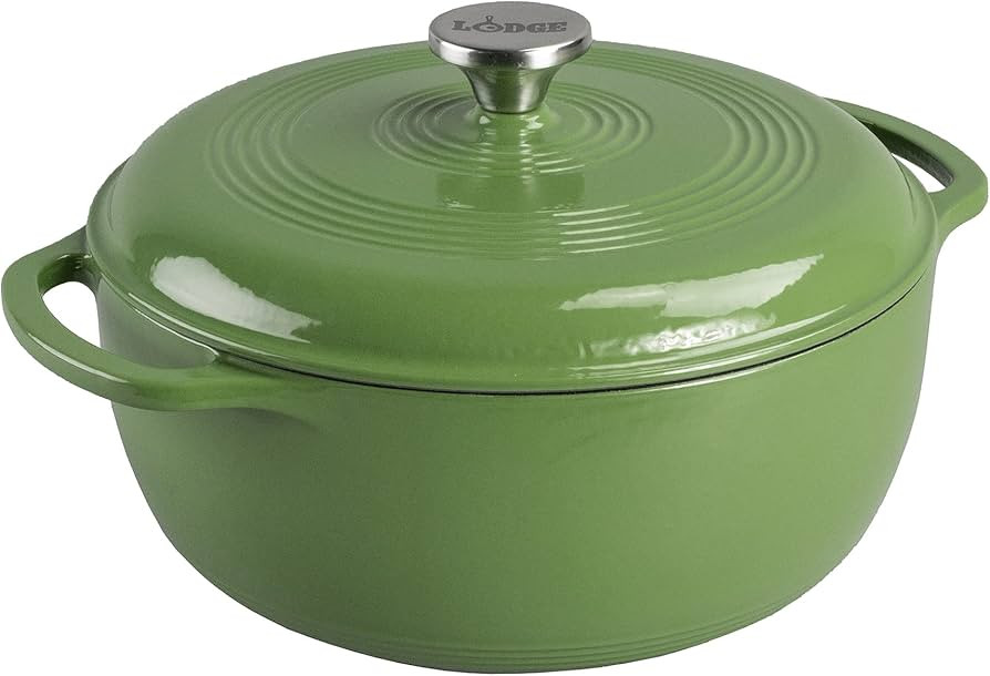 Lodge 6 Quart Enameled Cast Iron Dutch Oven with Lid – Dual Handles – Oven Safe up to 500° F... | Amazon (US)