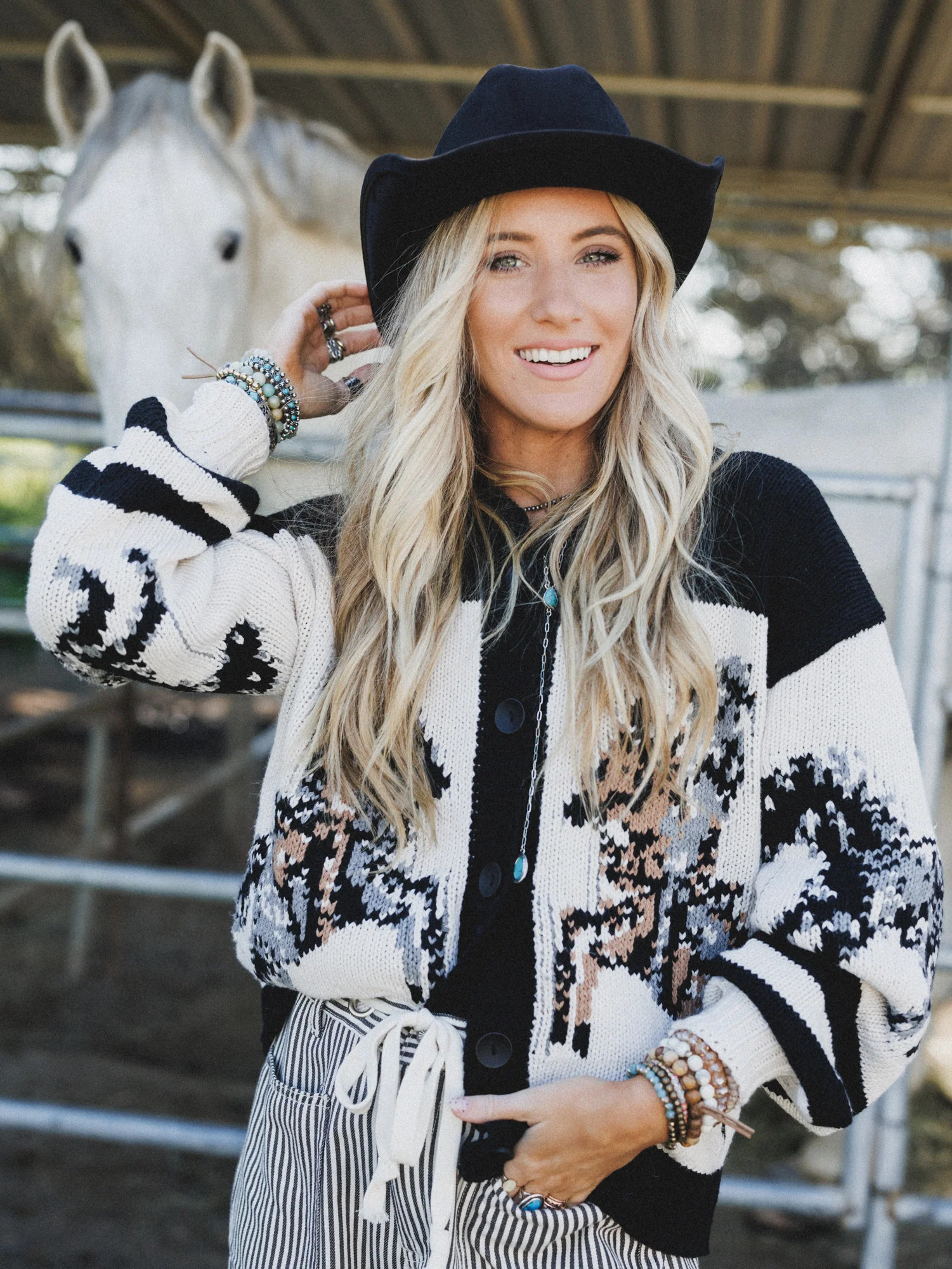 Wild Horses Cardigan - Black Gray | Three Bird Nest