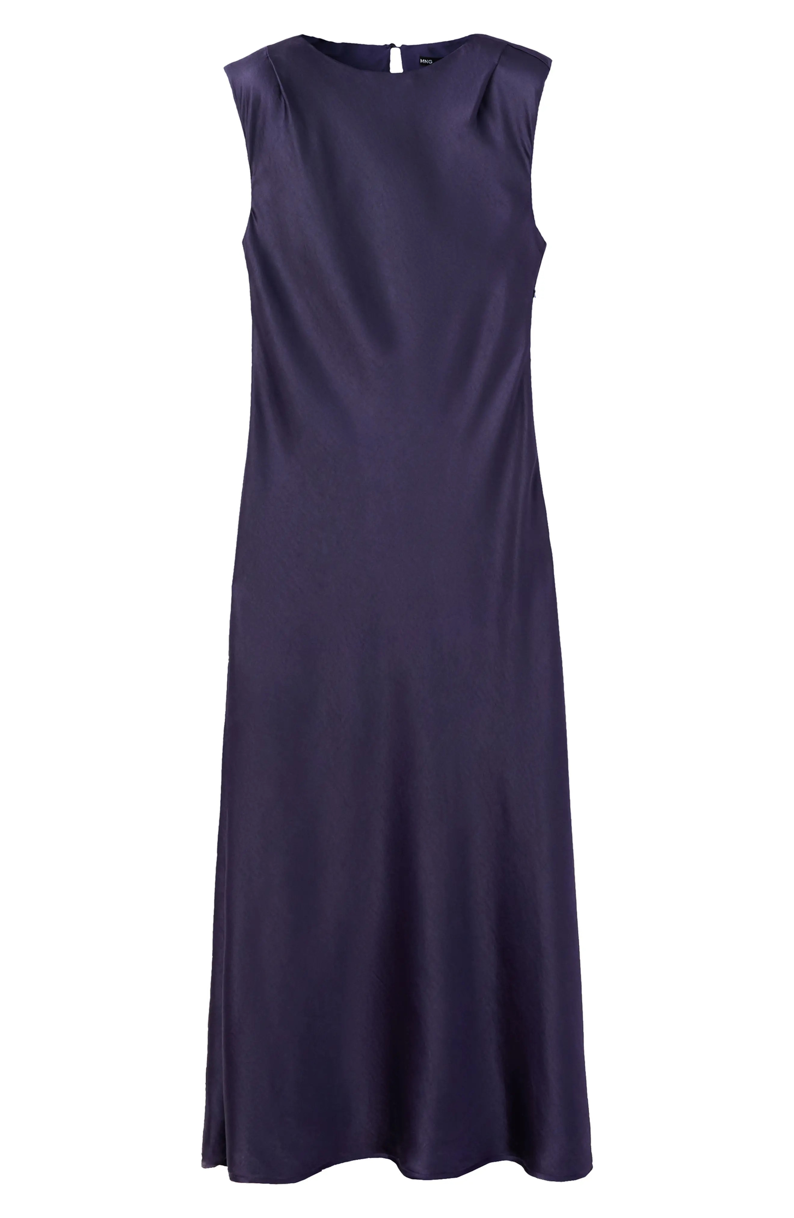 MANGO Shoulder Pad Sleeveless Satin Midi Dress (Women) | Nordstrom | Nordstrom