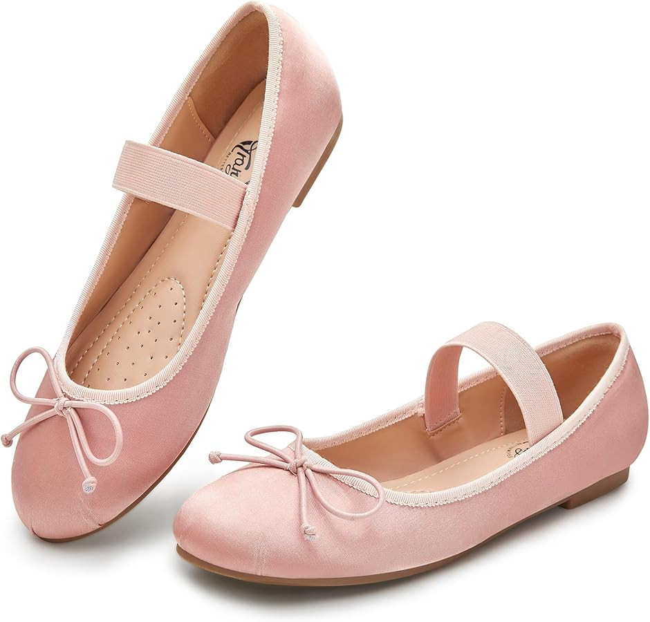 Trary Flats for Women Closed Round Toe Ballet Flats Mary Jane Shoes Women with Elastic Strap Cute... | Amazon (US)