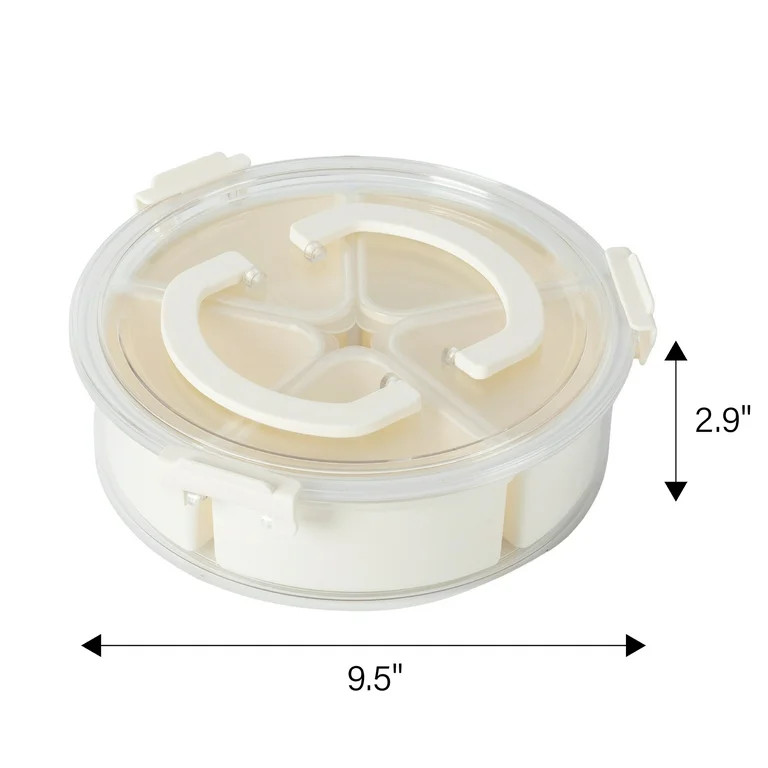 Mainstays Snack Box, Lunch & Snack Container with lids, Plastic, Round, 5 Compartment , White | Walmart (US)